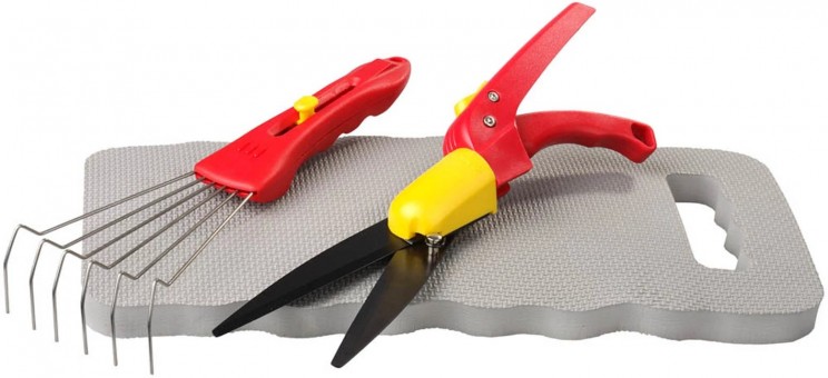 Набор GRINDA садовый: ножницы для стрижки травы, подколенник, грабельки, 3 предмета 8-422035