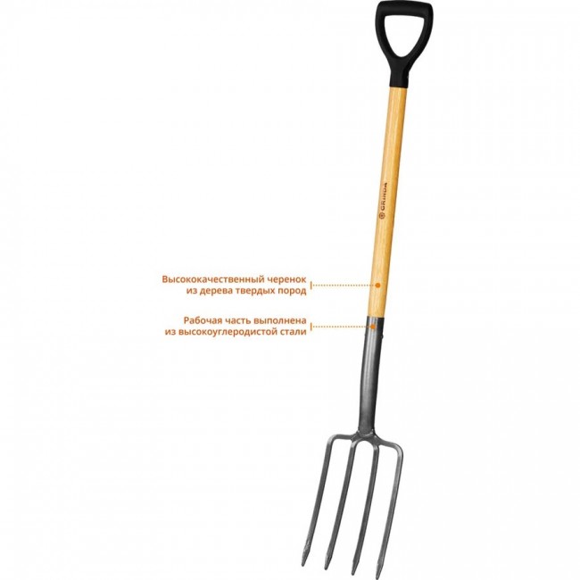 Вилы GRINDA PROLine, с деревянным черенком и пластиковой рукояткой, 280x180x1200 мм 39727