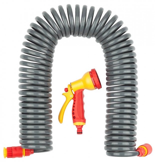 Набор поливочный GRINDA PROLine: шланг спиральный 3/8"x15 м, 5 предметов 428495