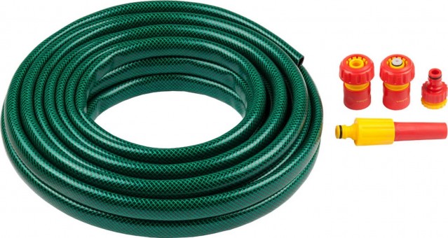 Набор поливочный GRINDA: шланг 3/4"x15 м, наконечник-распылитель, поливочная арматура 428497-3/4-15 Набор поливочный GRINDA: шланг 3/4"x15 м, наконечник-распылитель, поливочная арматура 428497-3/4-15