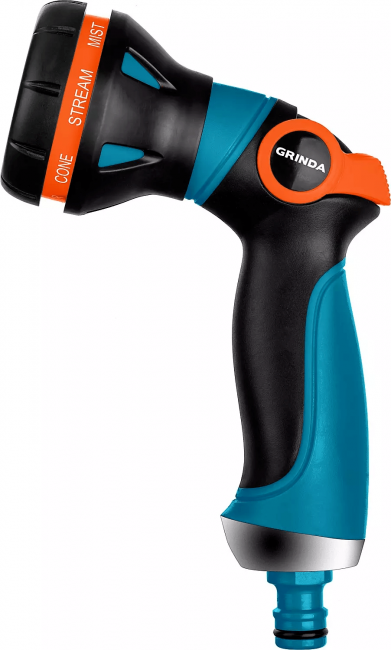 Пистолет поливочный GRINDA PROLine S-8, 8 режимов, двухкомпонентный с регулятором напора 429100