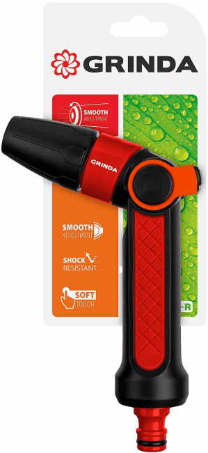 Пистолет поливочный GRINDA N-R, плавная регулировка, двухкомпонентный с регулятором напора 8-427189