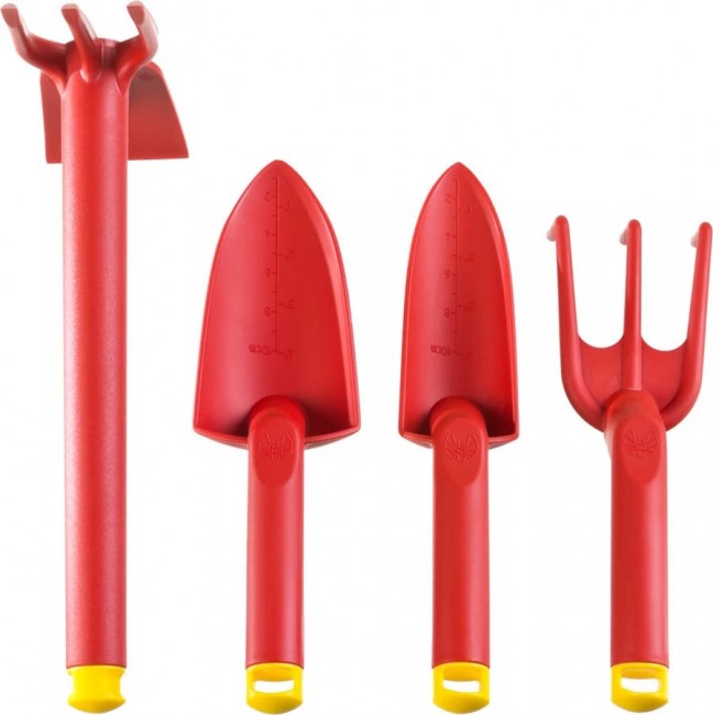 Набор GRINDA: совок посадочный широкий, совок посадочный узкий, рыхлитель, мотыга-рыхлитель с нейлоновым корпусом, 4 предмета 421360-H4