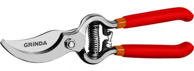 Секатор GRINDA G-5 цельнокованый, с эргономичными рукоятками, плоскостной, 210 мм, рез до 25 мм 423105 Секатор GRINDA G-5 цельнокованый, с эргономичными рукоятками, плоскостной, 210 мм, рез до 25 мм 423105