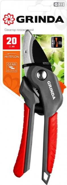 Секатор GRINDA G-24 с двухкомпонентными рукоятками, контактный, 200 мм 423124