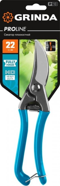 Секатор GRINDA PROLine P-10 цельнокованый, плоскостной, 210 мм 423410