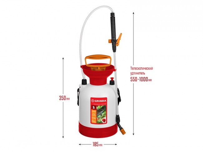 Опрыскиватель GRINDA TS-3, переносной, с широкой горловиной и устойчивым днищем, 3 л 8-425113_z02