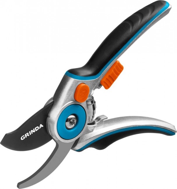 Секатор GRINDA PROLine P-29 с эргономичными алюминиевыми рукоятками, плоскостной, 210 мм 423429