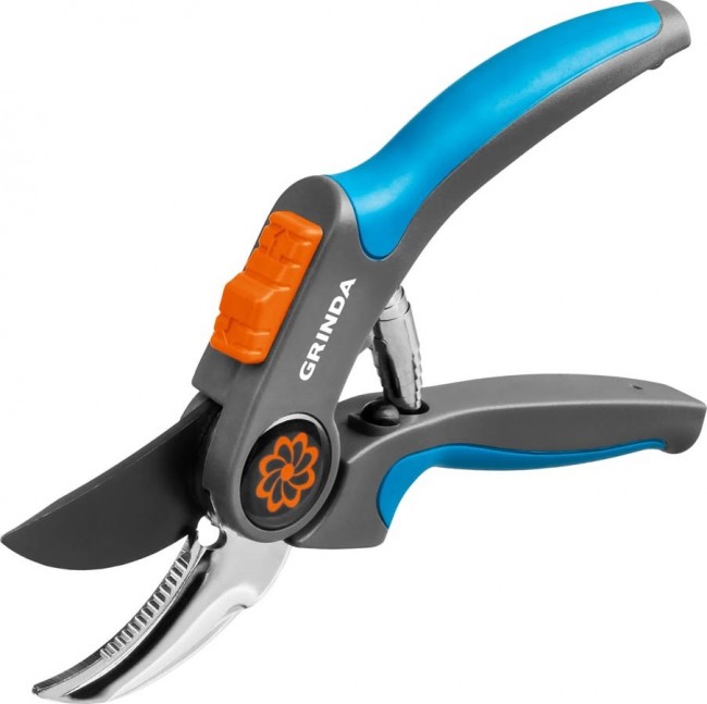 Секатор GRINDA PROLine P-55 с двухкомпонентными рукоятками, плоскостной, 205 мм 423455