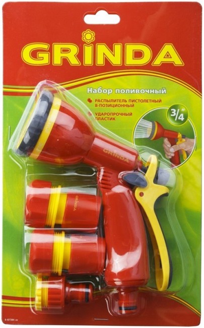 Набор поливочный GRINDA GS-34, 8 режимов, для шланга 3/4", пластиковый 8-427384_z02 Набор поливочный GRINDA GS-34, 8 режимов, для шланга 3/4", пластиковый 8-427384_z02