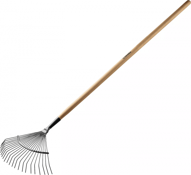 Грабли GRINDA веерные, с деревянным черенком, 22 круглых зубца, 39591 Грабли GRINDA веерные, с деревянным черенком, 22 круглых зубца, 39591