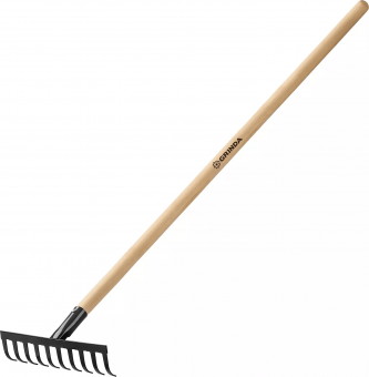 Грабли GRINDA с деревянным черенком, 10 прямых зубьев, 39583-10 Грабли GRINDA с деревянным черенком, 10 прямых зубьев, 39583-10